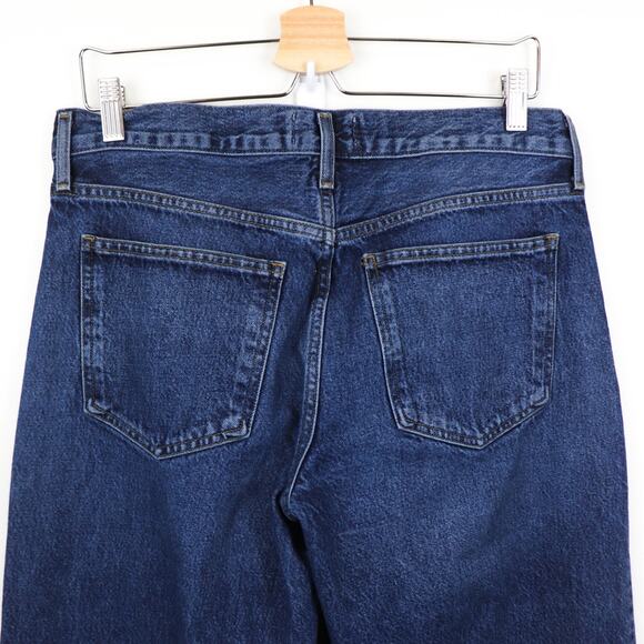 Agolde Clara Jeans Noise 28 Baggy Mid-Rise Flared Wide Leg Organic Jeans Blue - Picture 8 of 11